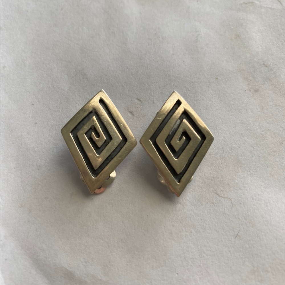 Vintage Sterling Silver Modernist Clip Earrings!!!